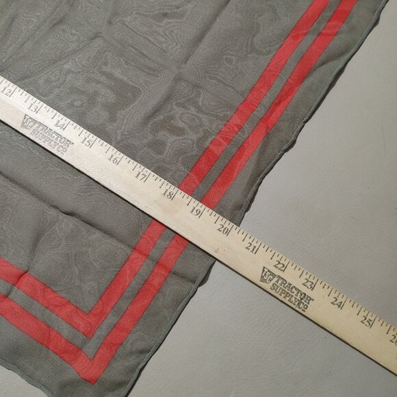 Daks London Sheer Square Scarf DD Olive Green Brown Geometric Vintage Rolled Hem - Picture 3 of 9